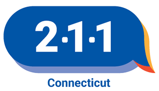 Text blurb with 2-1-1 and "Connecticut" underneath