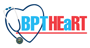 BPT HEART logo in red and blue underlined with a heart stethoscope around it 