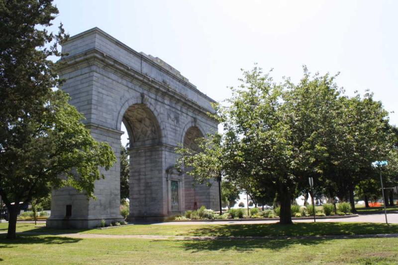 Side-view image of Perry Memorial Arch