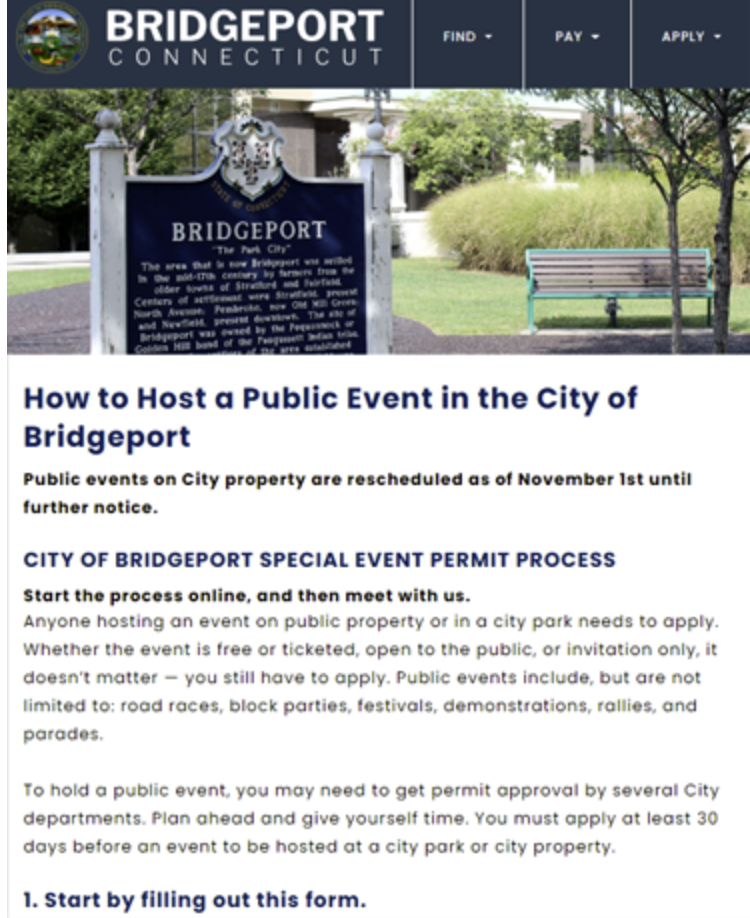 City Park Event Permit Instructions